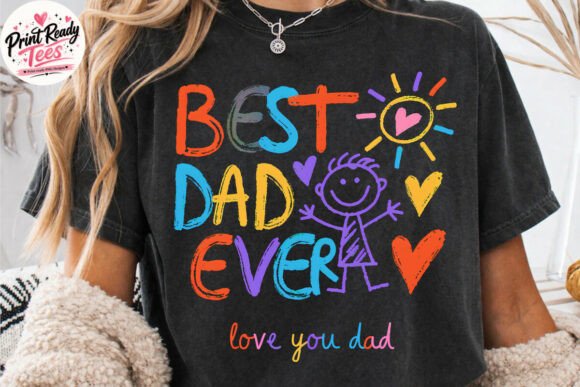 Celebrate Fatherhood: The Best Dad Ever Kids Drawing Style PNG
