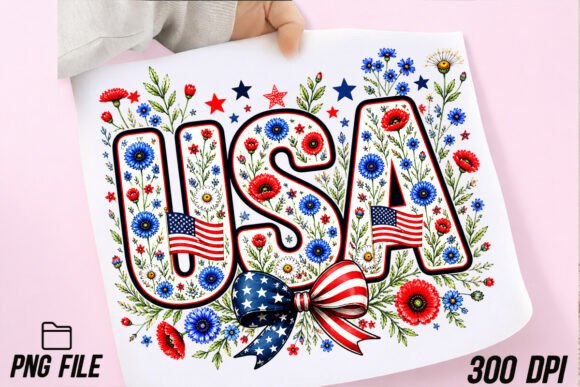 Celebrate in Style: Floral PNG & Patriotic USA Graphics