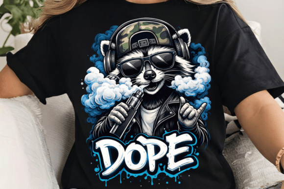 Cool Raccoon Vaping Shirt PNG: A Streetwear Design Asset