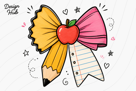 Cute School Pencil Bow PNG: A Playful Design Asset for Educators and Creators
