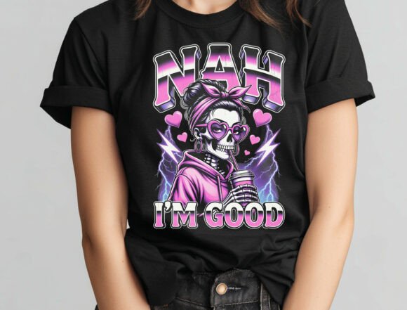 Nah I'm Good PNG: The Sassy Skull Girl for Bold Projects