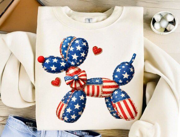Patriotic Balloon Dog PNG: A Whimsical Design Asset