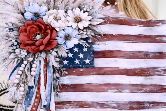 Patriotic Boho Floral Flag PNG: A Modern Design Asset