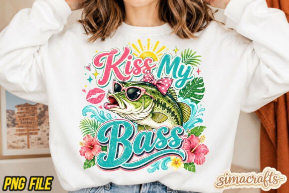Preppy Kiss My Bass Fish Png: Summer PNG for Your Projects