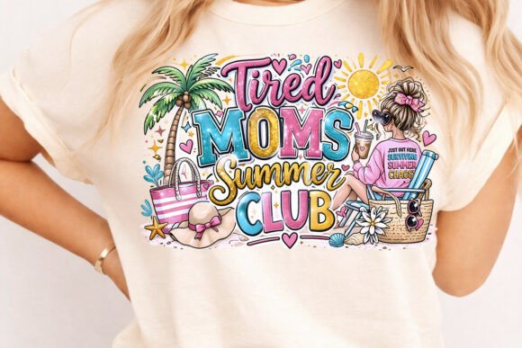 Tired Moms Summer Club PNG: Beach Mom SVG & Design Assets